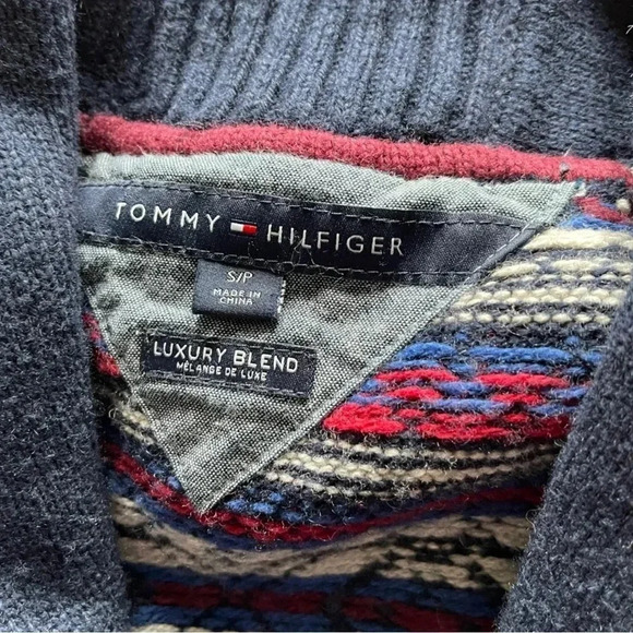 Tommy Hilfiger Luxury Blend Snowflake Cardigan Sweater Navy Blue Men’s Small - Picture 5 of 11